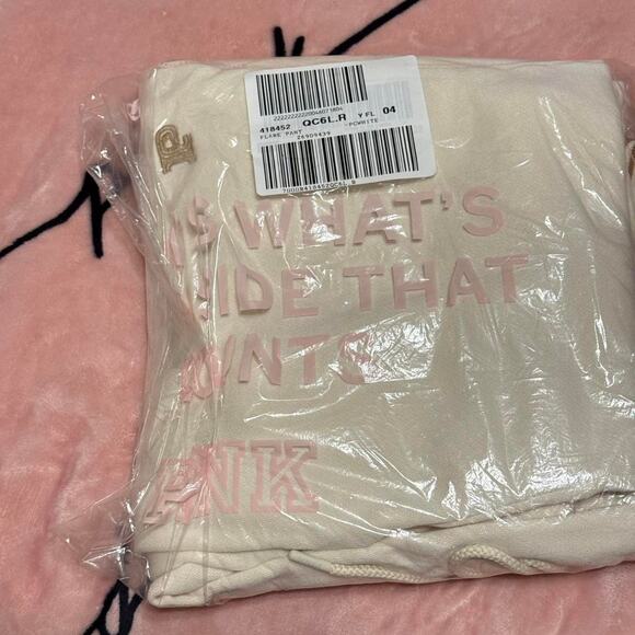 Victoria’s Secret PINK Ivy Fleece Flare Pants Ivory Women’s Large NWT - Picture 8 of 8